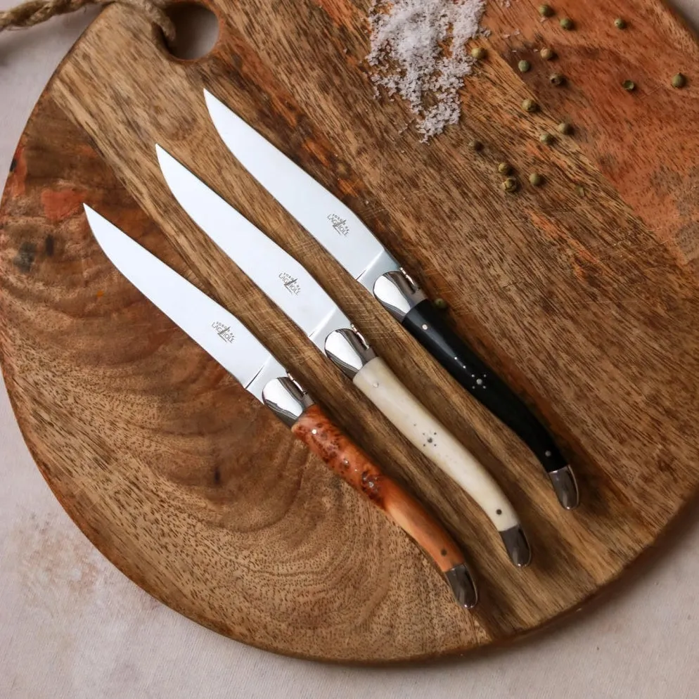 6 Piece Steak Knife Set in Thuya Burl Shiny Finish