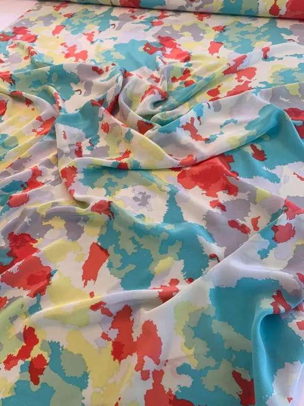 Abstract Printed Silk Crepe de Chine - Multicolor