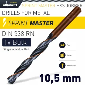 Alpen Hss Sprint Master 10.5Mm Bulk Din 338 Alpen Drill Bit