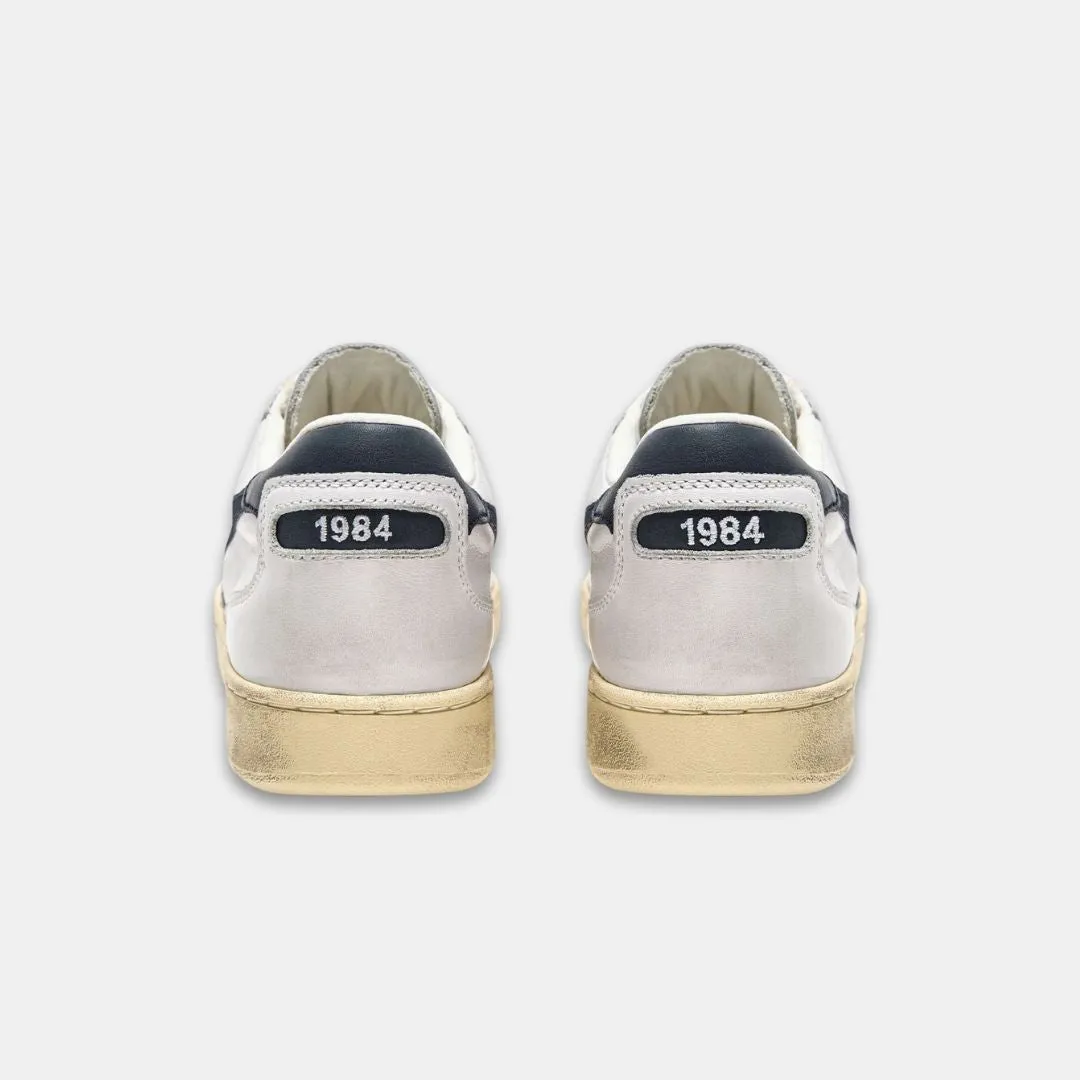 Diadora Mi Basket Low Used White Blue Denim