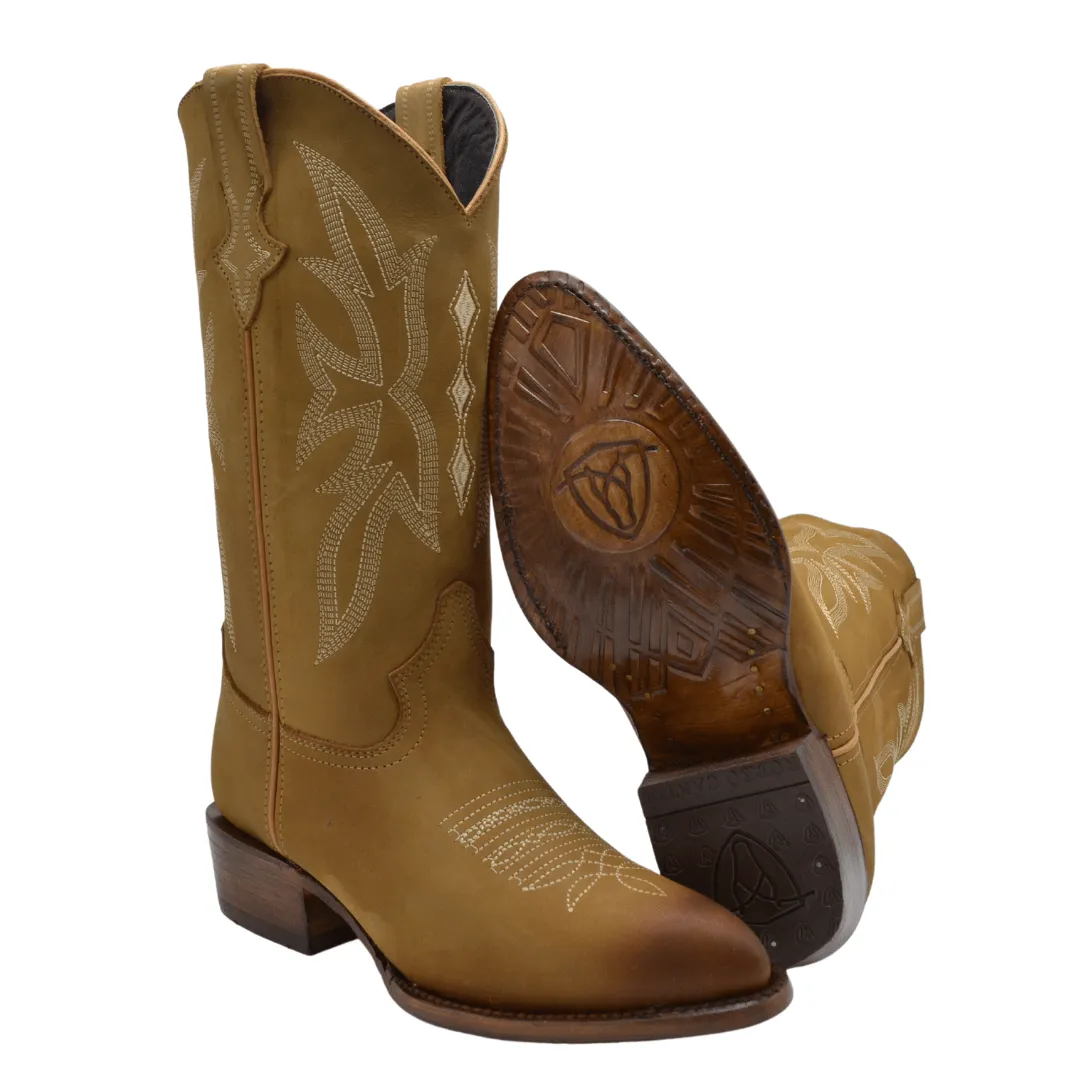 Joe Boots 600C Tan Men's Western Boots: J Toe Cowboy boots in Genuine PRIME Leather