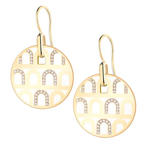 L'Arc de DAVIDOR Pendant Earring GM, 18k Yellow Gold with Lacquered Ceramic and Colonnato Diamonds