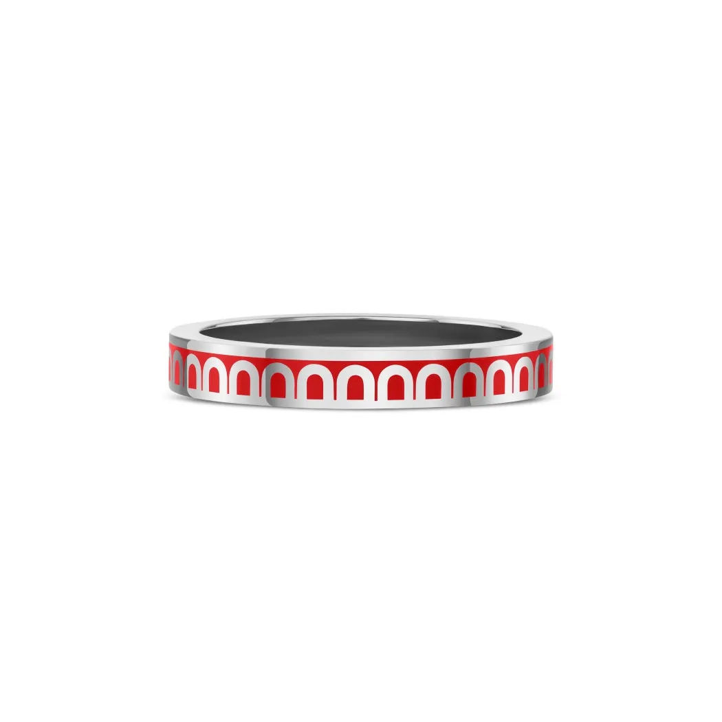 L'Arc de DAVIDOR Ring PM, 18k White Gold with Fraise Lacquered Ceramic